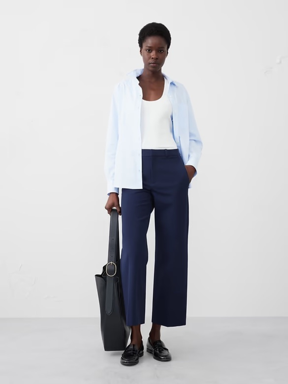 Banana Republic Navy Wide-Leg Trousers